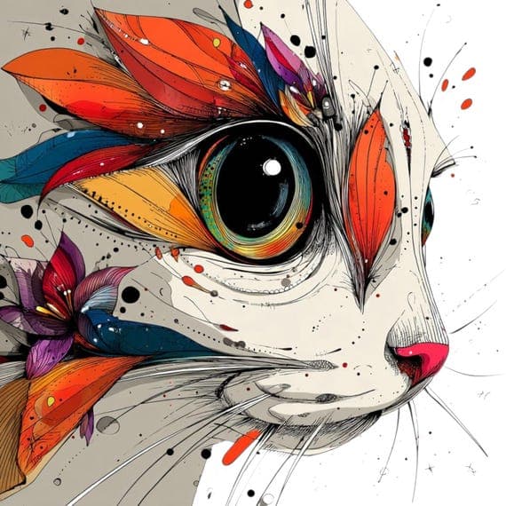30 Abstract Floral Cat Eye Clipart (JPG) β view 2 β watercolor clipart transparent PNG instant download