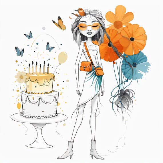 Watercolor Birthday Girl Clipart β view 5 β watercolor clipart transparent PNG instant download