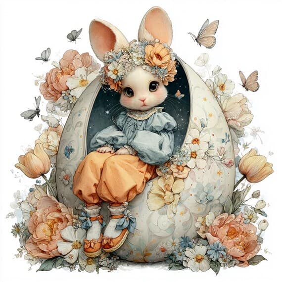 17 JPG Easter Bunny Clipart Printable Spring Princess Watercolor Digit β view 2 β watercolor clipart transparent PNG instant download