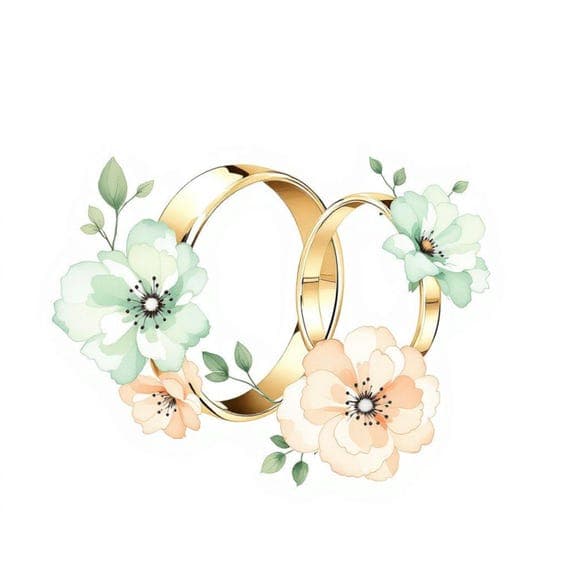 Floral Wedding Rings Clipart β view 6 β watercolor clipart transparent PNG instant download