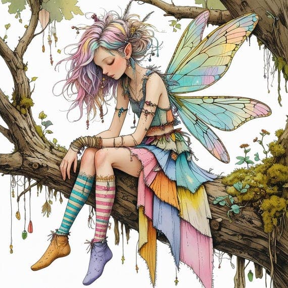 10 Whimsical Fairy Clipart – Colorful Forest Girls, Magical Wings (Dig — view 3 — watercolor clipart transparent PNG instant download
