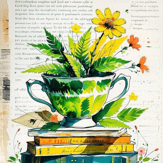 Floral Teacup Watercolor Clipart β view 2 β watercolor clipart transparent PNG instant download