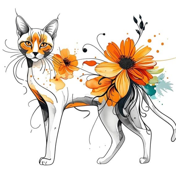 Spring Kittens Clipart, Floral Cat, Digital Journaling (PNG) β view 6 β watercolor clipart transparent PNG instant download