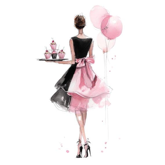 20 Parisian Birthday Girl Clipart — watercolor clipart transparent PNG instant download