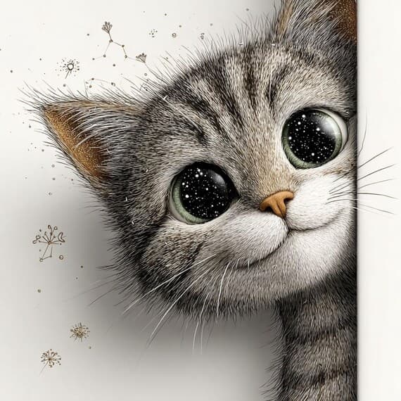 25 Peeking Galaxy Cat Clipart (JPG) β view 4 β watercolor clipart transparent PNG instant download