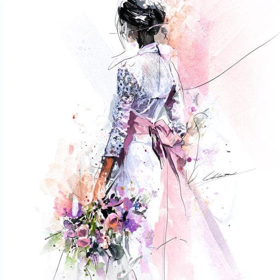 Watercolor Fashion Illustration Clip Art β view 4 β watercolor clipart transparent PNG instant download