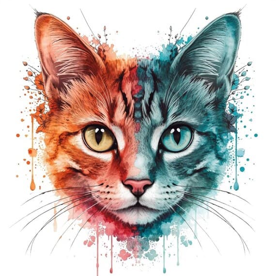 30 Abstract Floral Cat Bundle β view 3 β watercolor clipart transparent PNG instant download