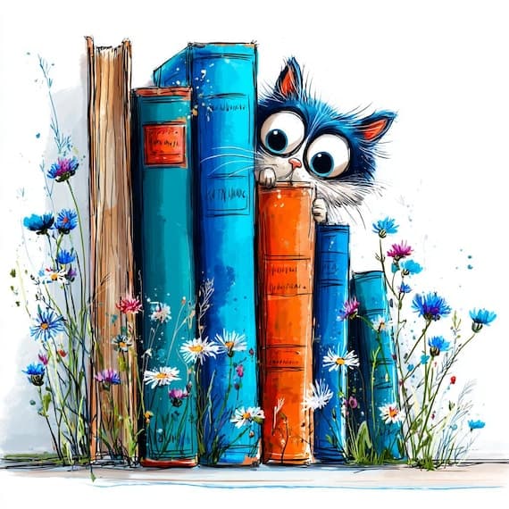 18 Watercolor Cat & Book Clipart (PNG JPG) β watercolor clipart transparent PNG instant download