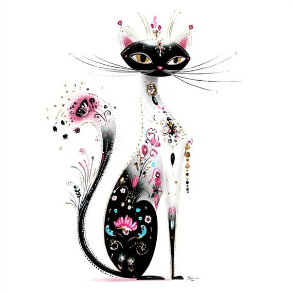 25 Watercolor Jewel Cat Clipart (JPG) β view 4 β watercolor clipart transparent PNG instant download