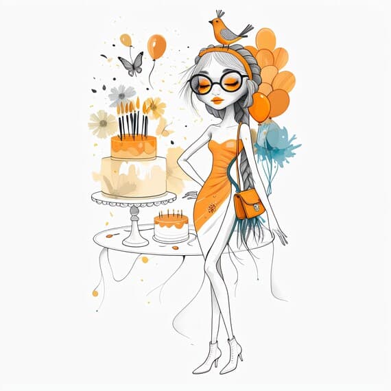 Watercolor Birthday Girl Clipart β view 2 β watercolor clipart transparent PNG instant download
