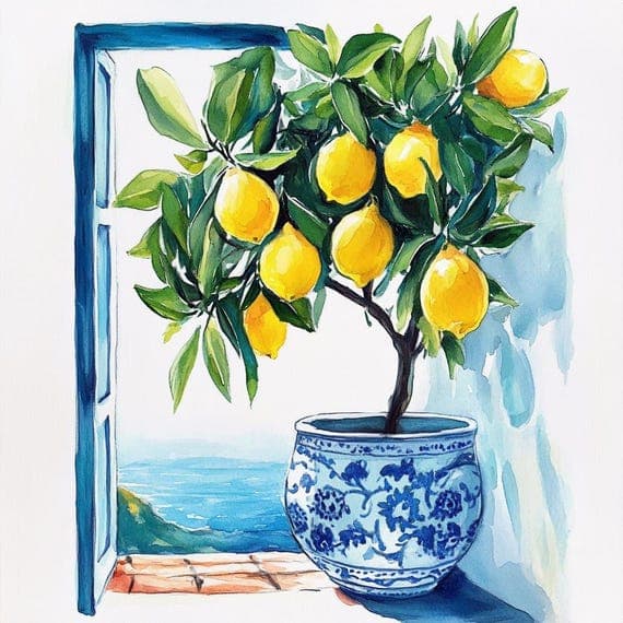 12 Lemon Tree Mediterranean JPG Bundle β view 7 β watercolor clipart transparent PNG instant download