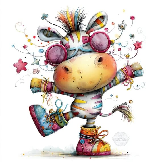 12 Funny Rave Animal Clipart β view 3 β watercolor clipart transparent PNG instant download