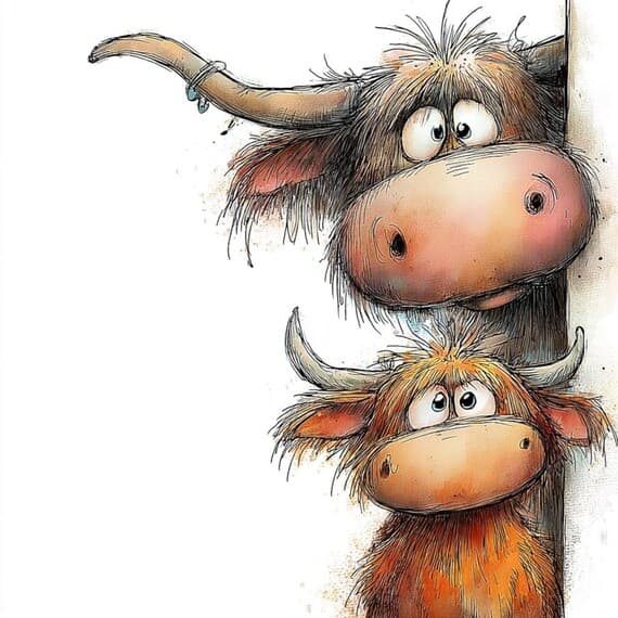 35 Quirky Peeking Cow Clipart (JPG) โ view 3 โ watercolor clipart transparent PNG instant download