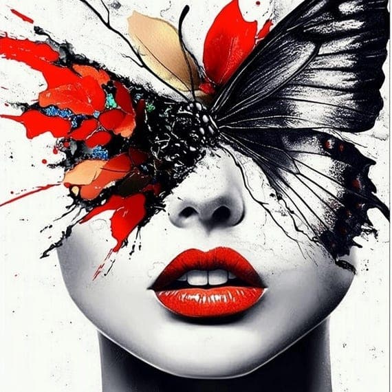 Floral Butterfly Woman Face Clipart β view 7 β watercolor clipart transparent PNG instant download