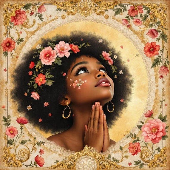 Afro Girl Praying Watercolor Clipart β view 3 β watercolor clipart transparent PNG instant download