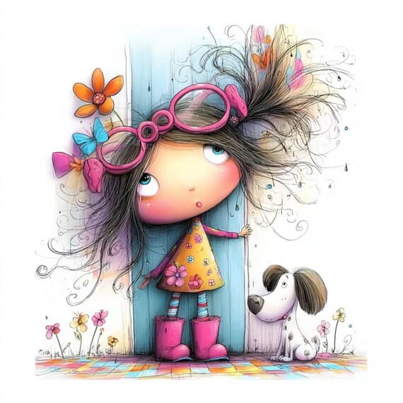 Watercolor Girl and Dog Clipart β view 2 β watercolor clipart transparent PNG instant download