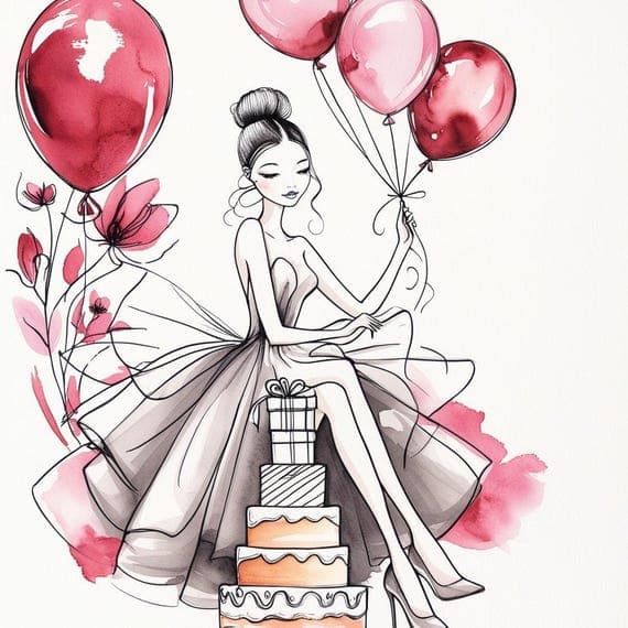 Birthday Girl Watercolor Clipart β watercolor clipart transparent PNG instant download