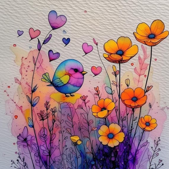 17 Watercolor Birds and Flowers Clipart β view 2 β watercolor clipart transparent PNG instant download