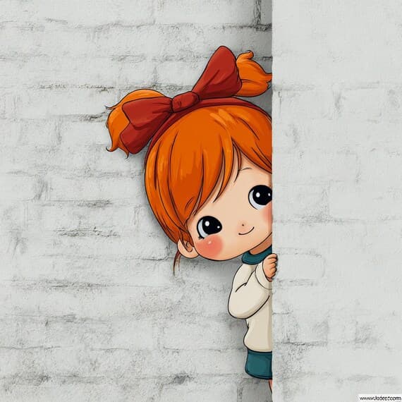 Peeking Girl Clipart β view 6 β watercolor clipart transparent PNG instant download