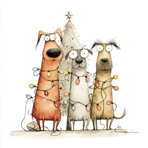 20 Watercolor Christmas Dog Clipart (JPG) β view 2 β watercolor clipart transparent PNG instant download