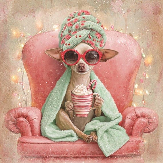 12 Christmas Chihuahua Clipart (JPG) β view 6 β watercolor clipart transparent PNG instant download