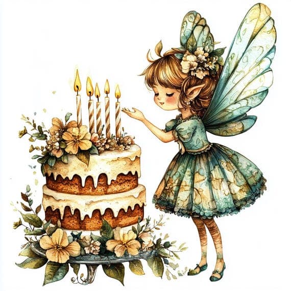 Birthday Cake Fairy Clipart, Watercolor PNG Designs (Digital Download) β view 2 β watercolor clipart transparent PNG instant download
