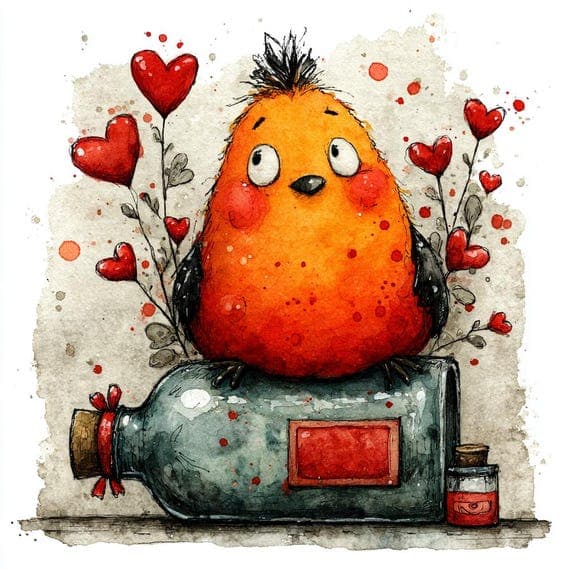 13 Chicken Valentine JPG Farmhouse Wall Art Love Rooster Hen Card Prin — view 2 — watercolor clipart transparent PNG instant download
