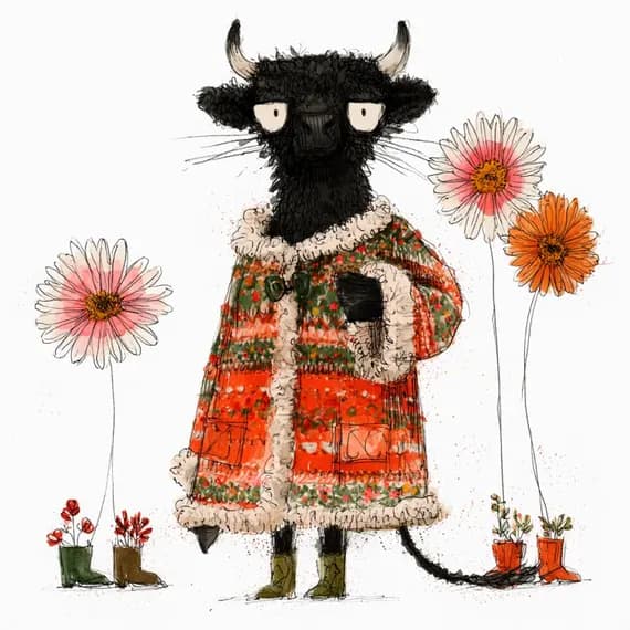 17 Whimsical Bull Clipart PNG β view 3 β watercolor clipart transparent PNG instant download