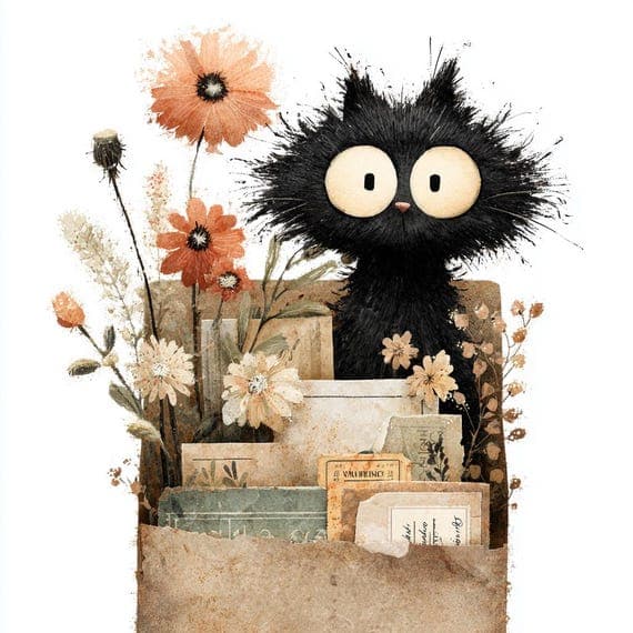 20 Luxury Floral Cat JPG 3D Watercolor Kitten Art Flowers Wall Decor P β view 7 β watercolor clipart transparent PNG instant download