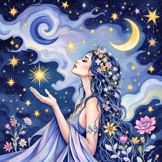12 Moon And Girl Clipart , Digital Download , Printable image β view 6 β watercolor clipart transparent PNG instant download
