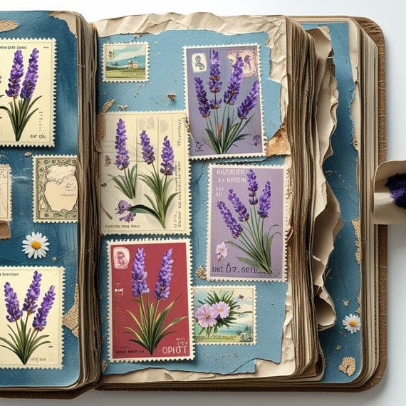 Vintage Stamp Ephemera – Travel Junk Journal Pages (Digital Download) — view 5 — watercolor clipart transparent PNG instant download
