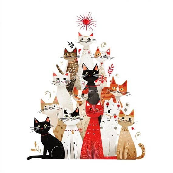 20 Watercolor Christmas Cats PNG Clipart — watercolor clipart transparent PNG instant download