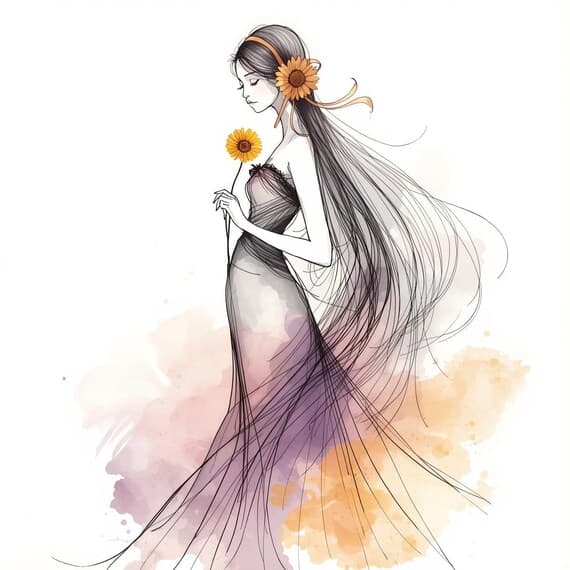 Floral Girl Clipart β view 6 β watercolor clipart transparent PNG instant download