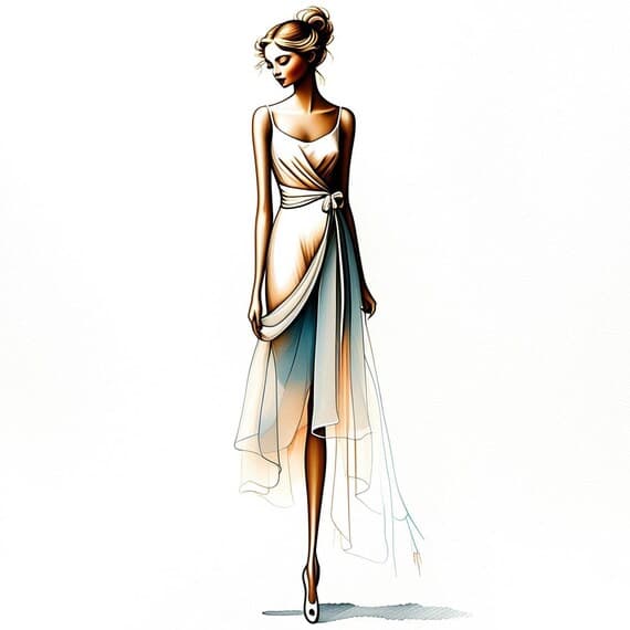 Elegant Woman Art Illustration β view 2 β watercolor clipart transparent PNG instant download