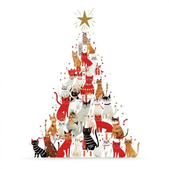 20 Watercolor Christmas Cats PNG Clipart β view 7 β watercolor clipart transparent PNG instant download