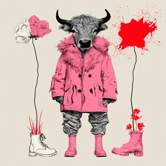 16 Quirky Bull Clipart PNG β view 3 β watercolor clipart transparent PNG instant download