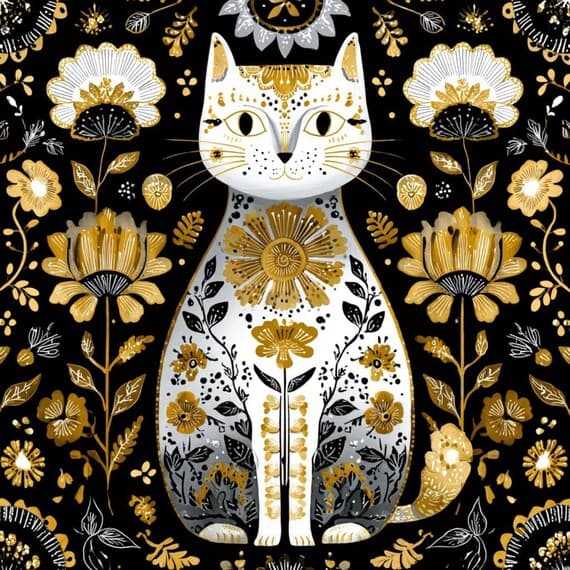 25 Ornate Cat Clipart (JPG) β view 6 β watercolor clipart transparent PNG instant download