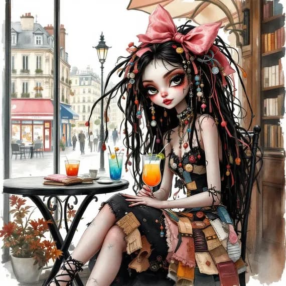 Whimsical Sisters Clipart, Paris Theme, Watercolor JPGs (Commercial Us β view 7 β watercolor clipart transparent PNG instant download