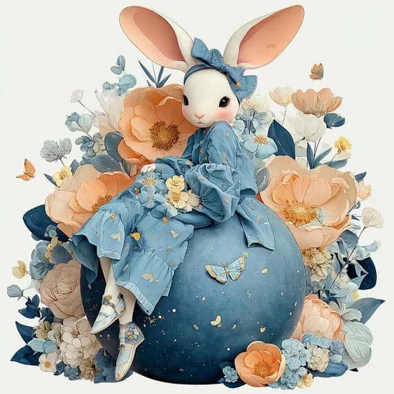 17 JPG Easter Bunny Clipart Printable Spring Princess Watercolor Digit β view 3 β watercolor clipart transparent PNG instant download