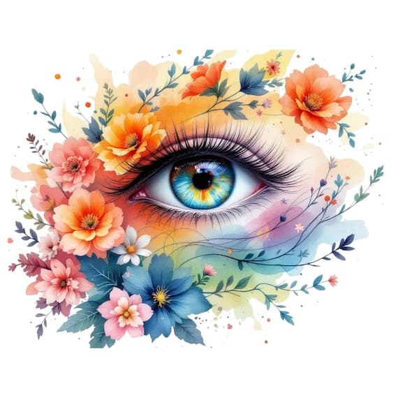 Abstract Floral Eye Clipart, Watercolor PNGs (Digital Download) β watercolor clipart transparent PNG instant download
