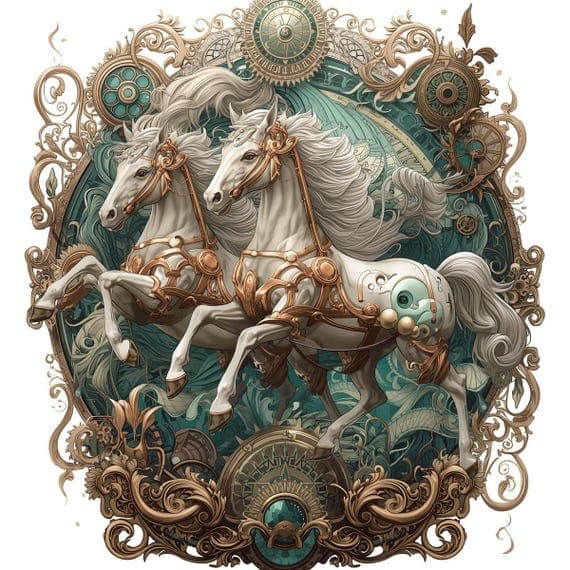 Steampunk Horse Clipart Bundle β view 2 β watercolor clipart transparent PNG instant download