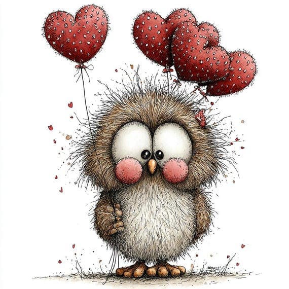 35 Valentine Animal Clipart Heart Balloon Graphics Junk Journal Card M — view 3 — watercolor clipart transparent PNG instant download