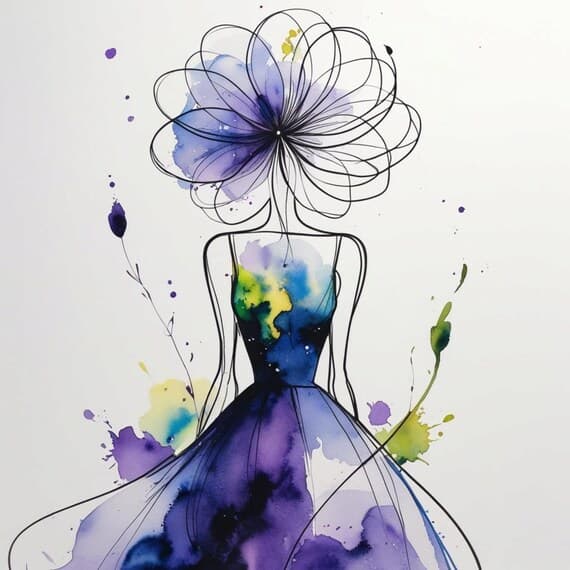 Floral Woman Clipart Set β view 7 β watercolor clipart transparent PNG instant download
