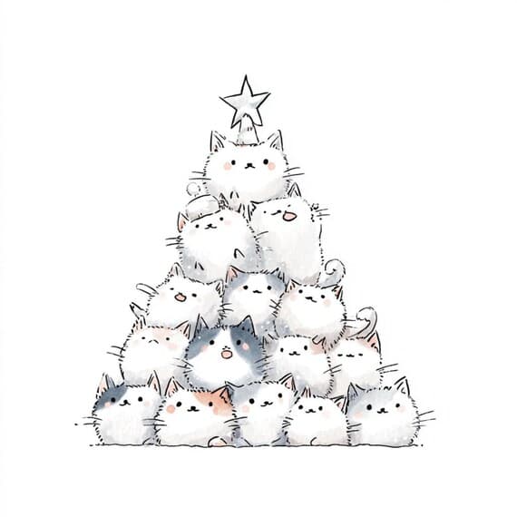 20 Watercolor Christmas Cats PNG Clipart β view 3 β watercolor clipart transparent PNG instant download
