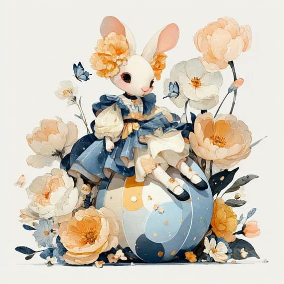 17 JPG Easter Bunny Clipart Printable Spring Princess Watercolor Digit β view 6 β watercolor clipart transparent PNG instant download