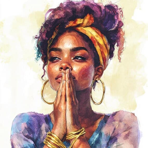 12 Praying Woman Faces (JPG) β view 6 β watercolor clipart transparent PNG instant download