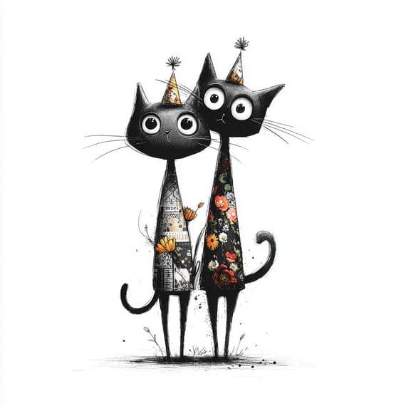 20 Quirky Cat Birthday Clipart PNG Bundle for Scrapbooking, Sublimatio β view 5 β watercolor clipart transparent PNG instant download