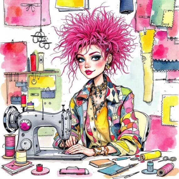 Seamstress Clipart β view 7 β watercolor clipart transparent PNG instant download
