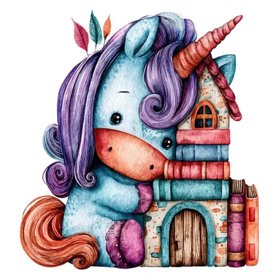 21 Whimsical Baby Unicorn Clipart PNG β view 7 β watercolor clipart transparent PNG instant download