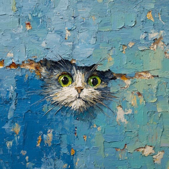 12 Oil Texture Peeking Cat Clipart (JPG) β view 6 β watercolor clipart transparent PNG instant download